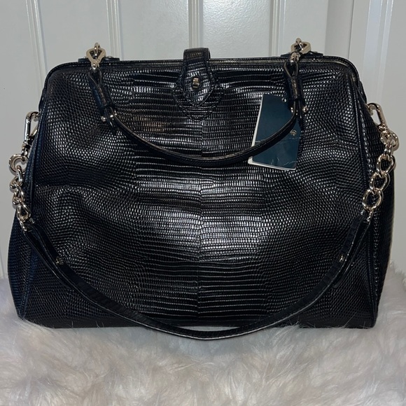 GORGEOUS classic semi vintage Brooks Brothers black textured leather handbag NWT - Picture 3 of 16
